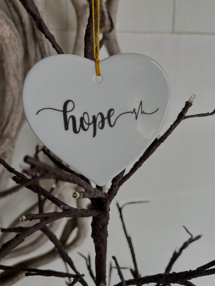 White Heart “Hope” Porcelain Ornament