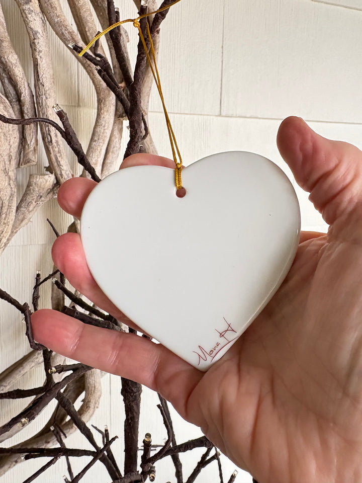 White Heart “Hope” Porcelain Ornament