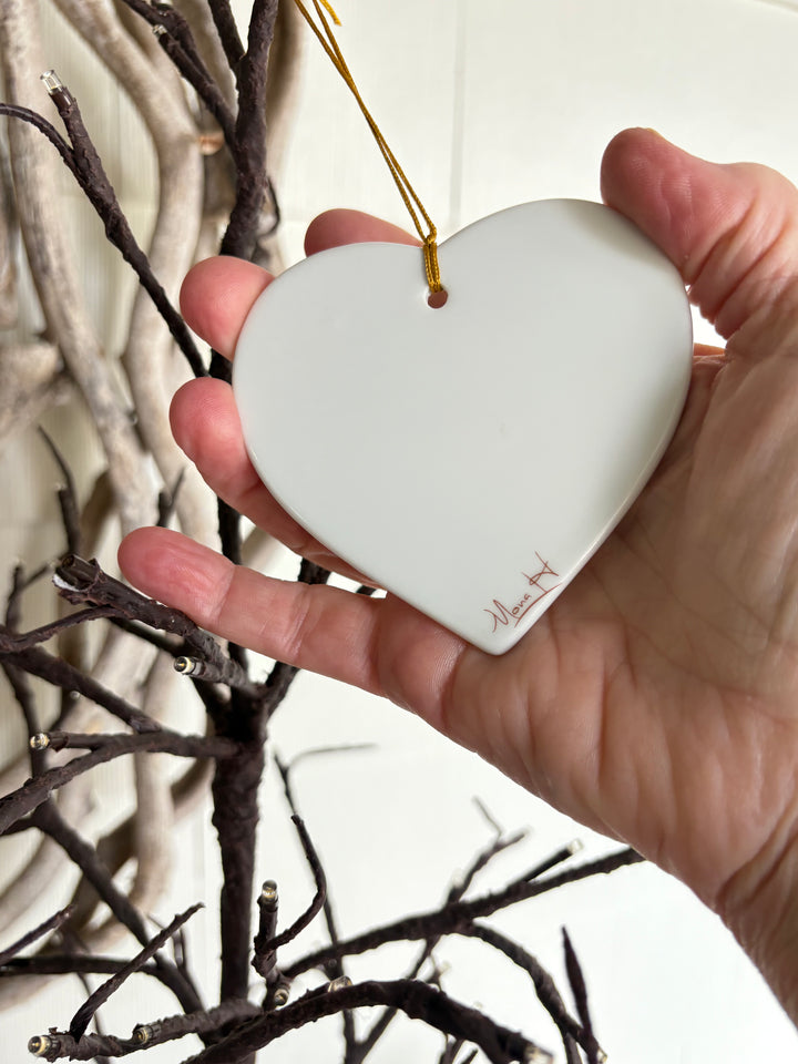 White Heart “Love” Porcelain Ornament