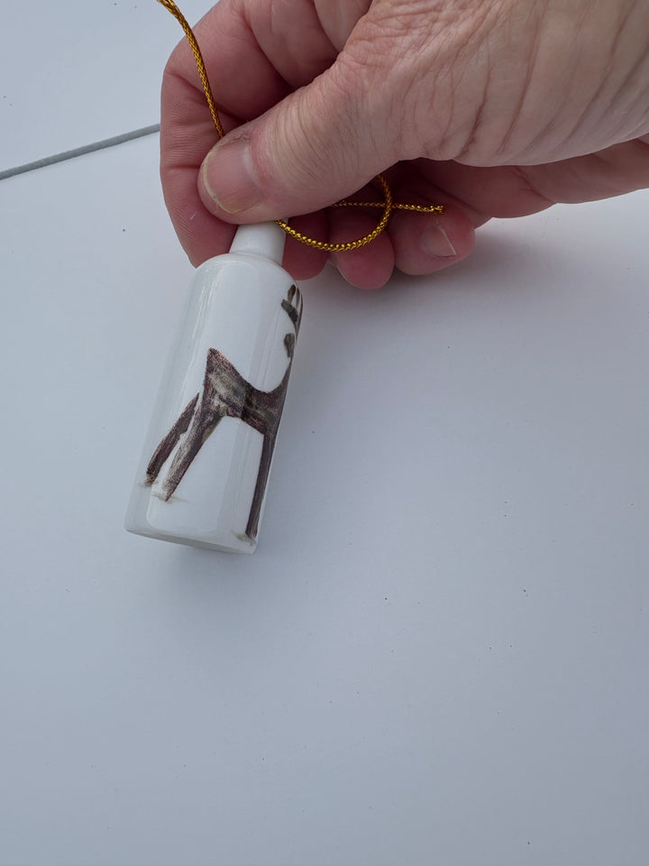 Deer Wine Bottle Ornament – Hand-Painted Porcelain