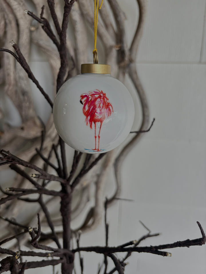 Flamingo Porcelain Ball Ornament