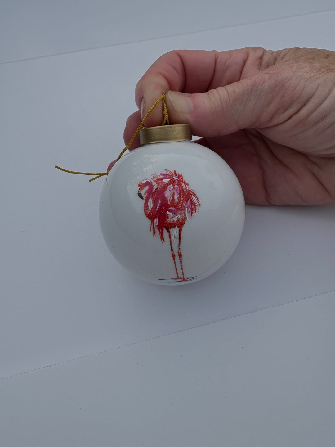 Flamingo Porcelain Ball Ornament