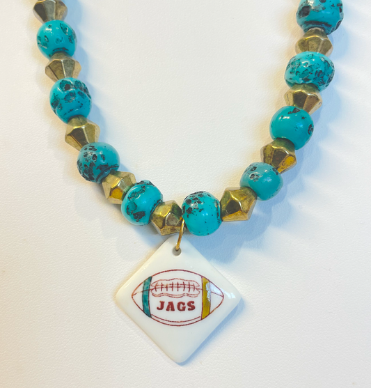 Jaguar necklace porcelain pendant football lover gift