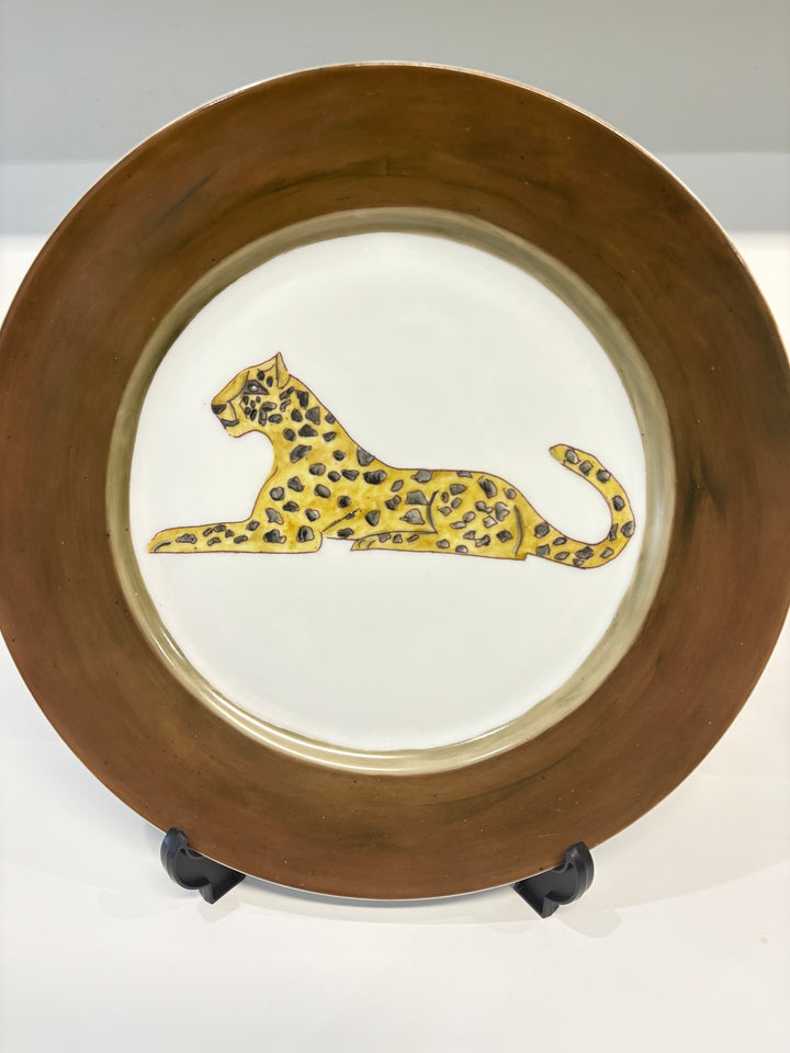 Hand-Painted Porcelain Jaguar Plate