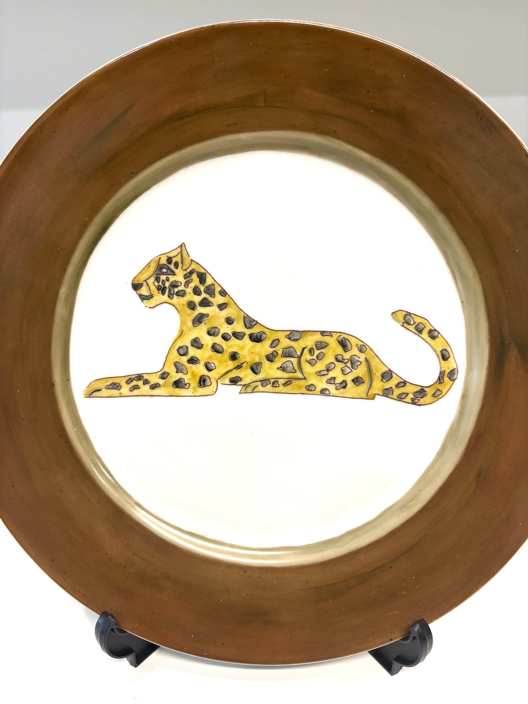 Hand-Painted Porcelain Jaguar Plate