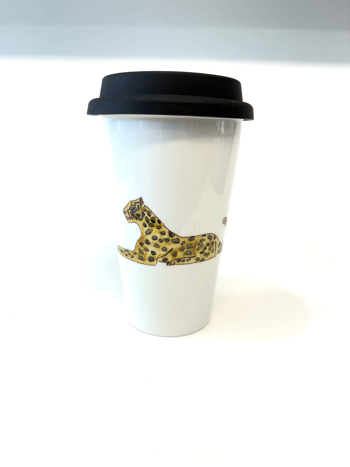 Porcelain Jaguar Insulated Coffee Mug