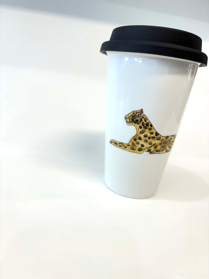Porcelain Jaguar Insulated Coffee Mug
