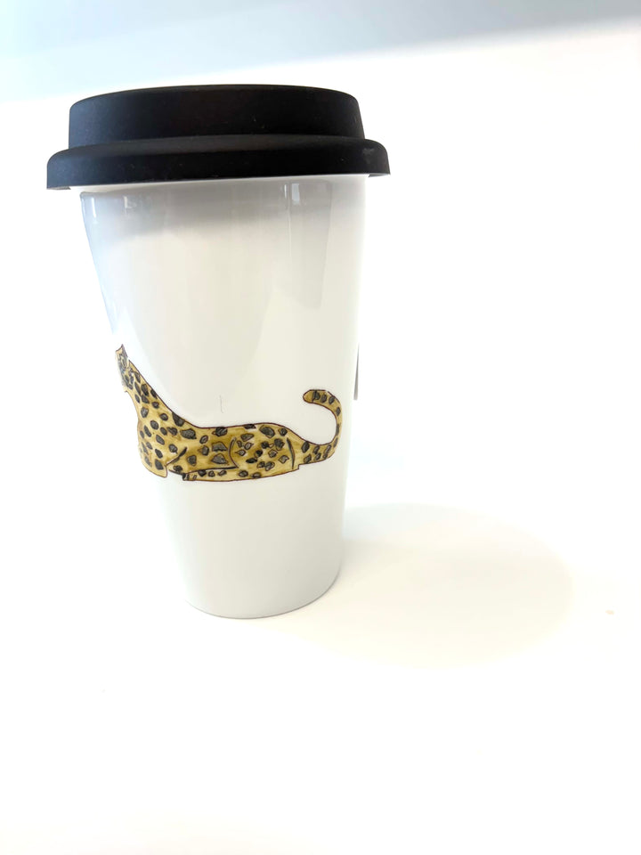 Porcelain Jaguar Insulated Coffee Mug