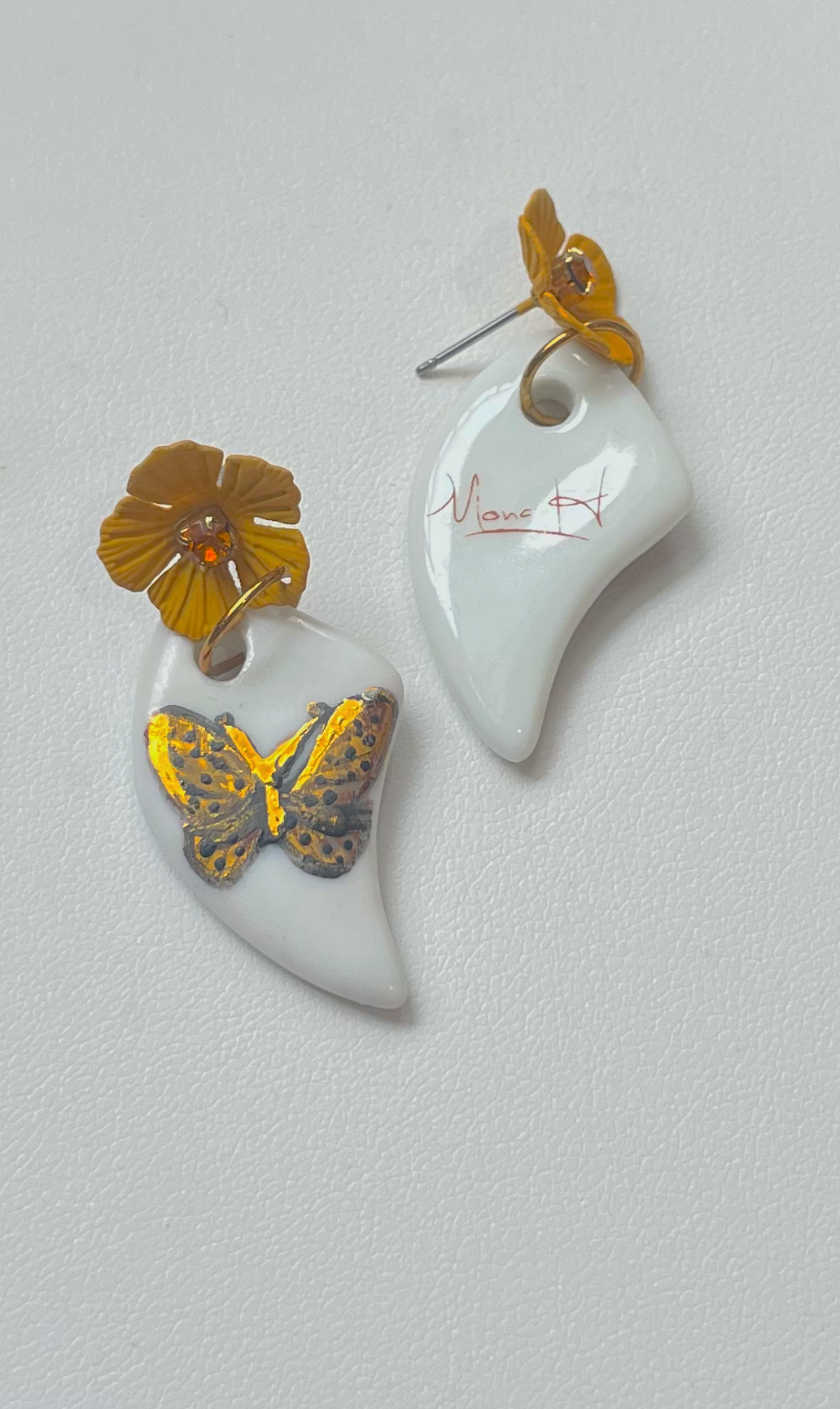 Butterfly earrings, butterfly and flower nature lover jewelry