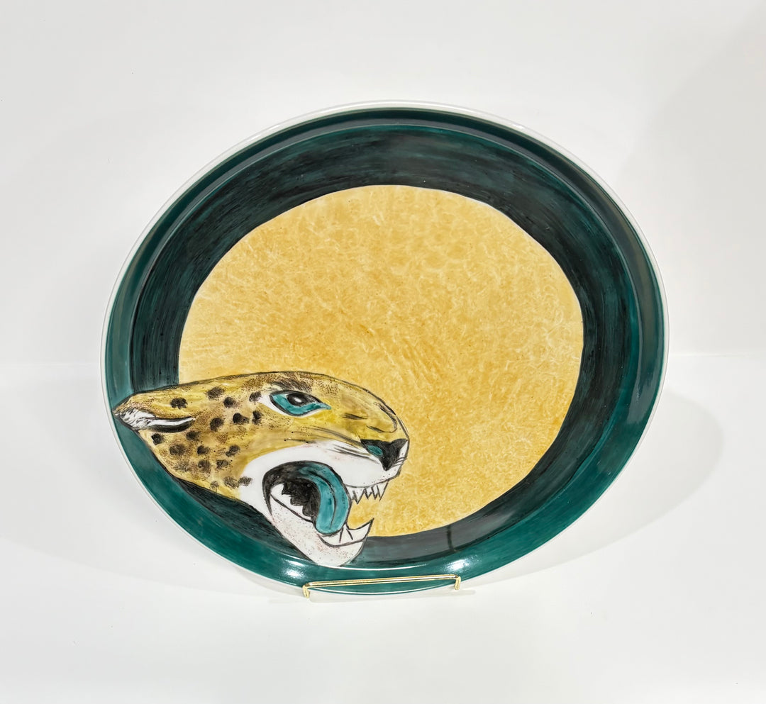 Porcelain Platter with a Jaguar Face