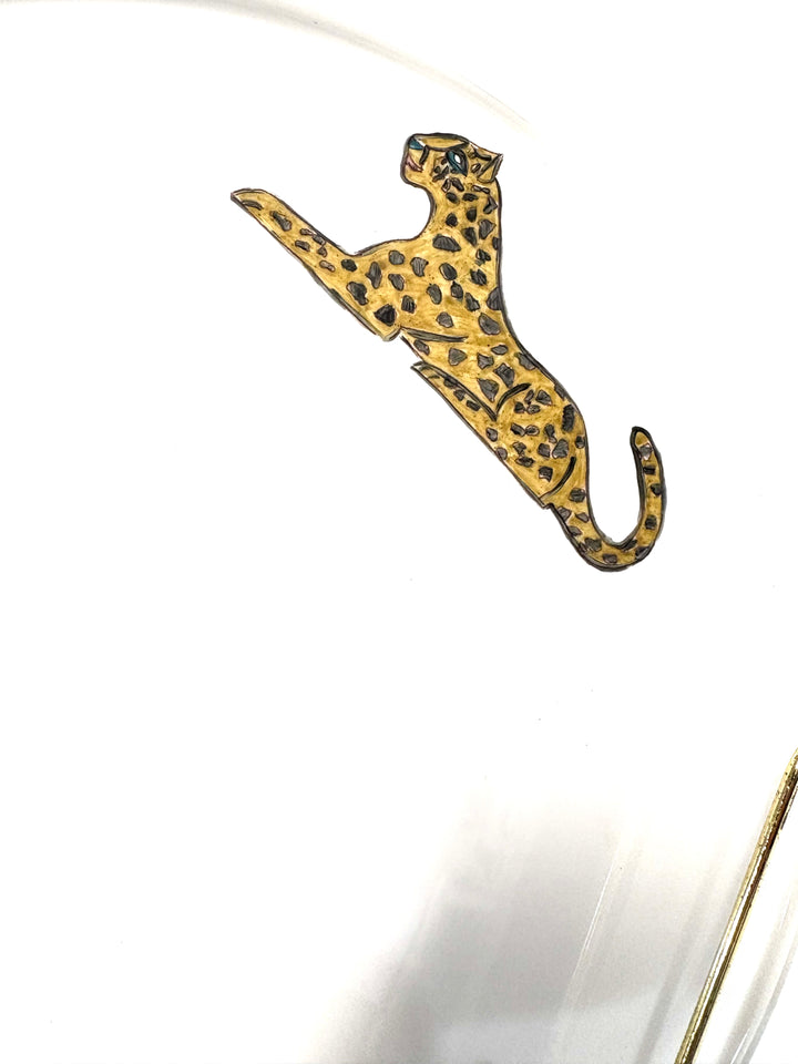 white round porcelain platter with three Jaguars