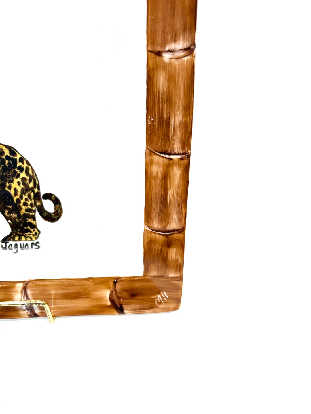 10.5" White Square Plate with Hand-Painted Jaguar