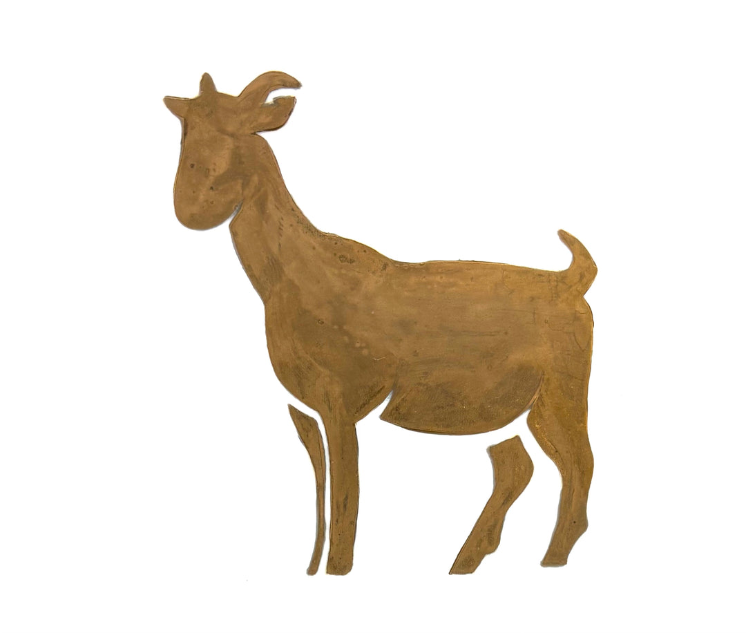 Hand-Painted Gold Goat Platter – 8.75 x 11 Inch