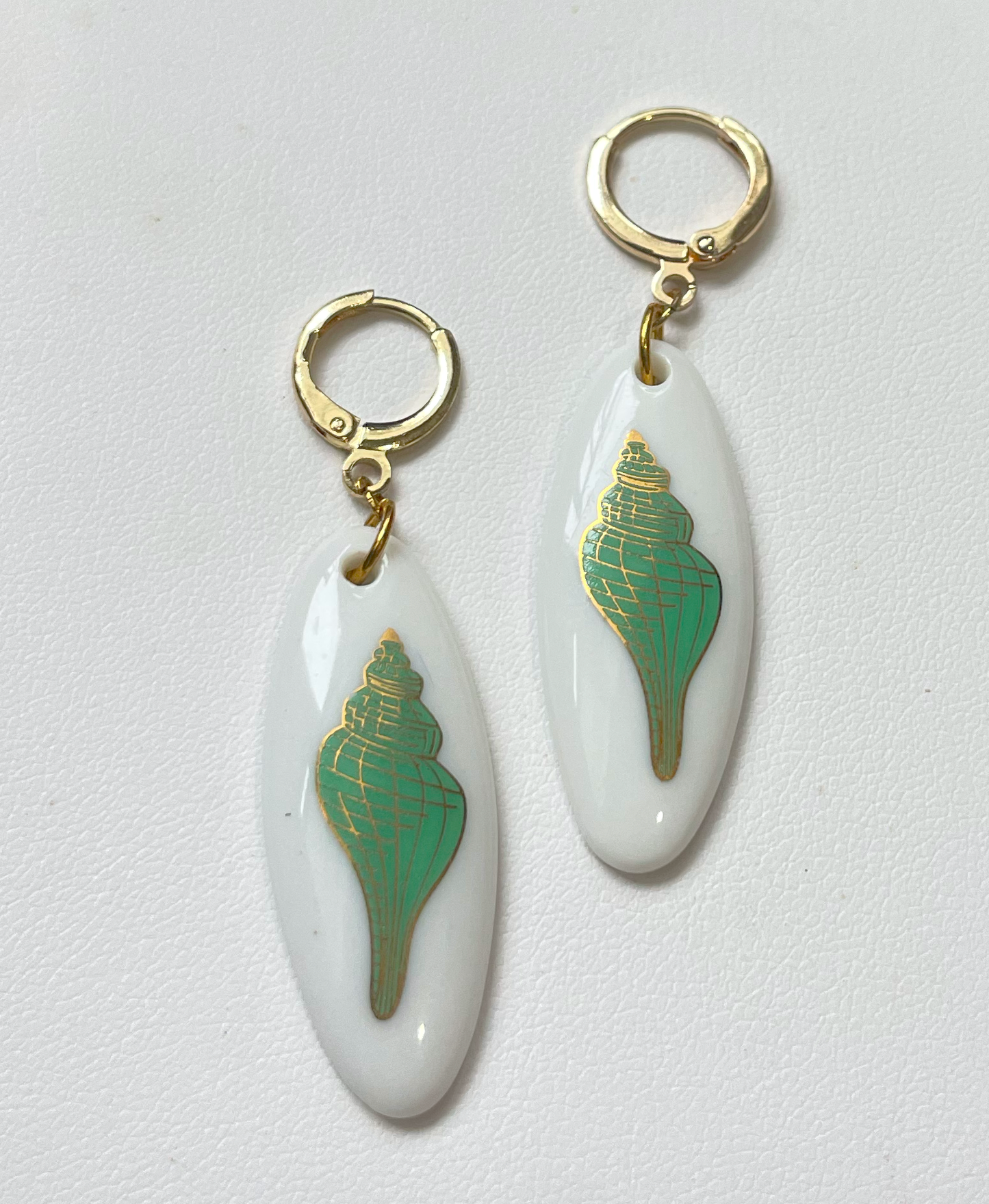 Green sea shell earrings