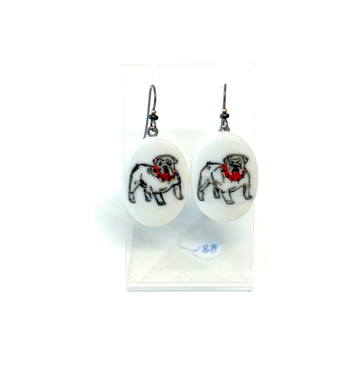 Hand-Painted Bulldog Porcelain Earrings