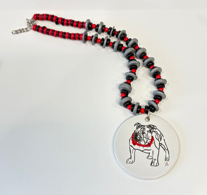 Hand-Painted Bulldog Porcelain Pendant Necklace