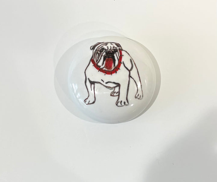 Hand-Painted Bulldog Porcelain Paperweight