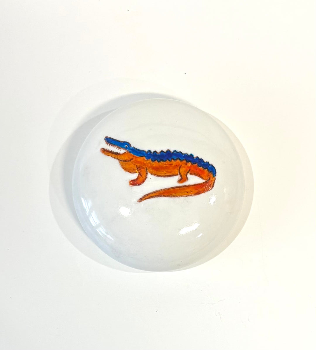Hand Painted Gator on a porcelain paper weight
