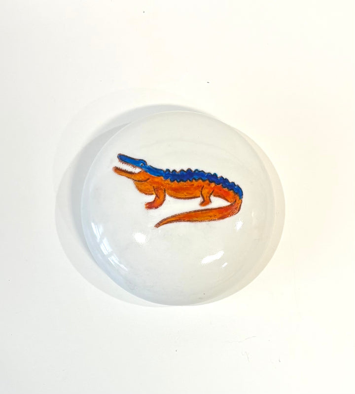 Hand Painted Gator on a porcelain paper weight