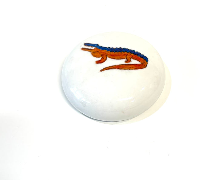 Hand Painted Gator on a porcelain paper weight