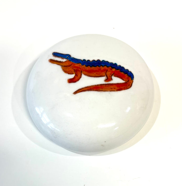 Hand Painted Gator on a porcelain paper weight