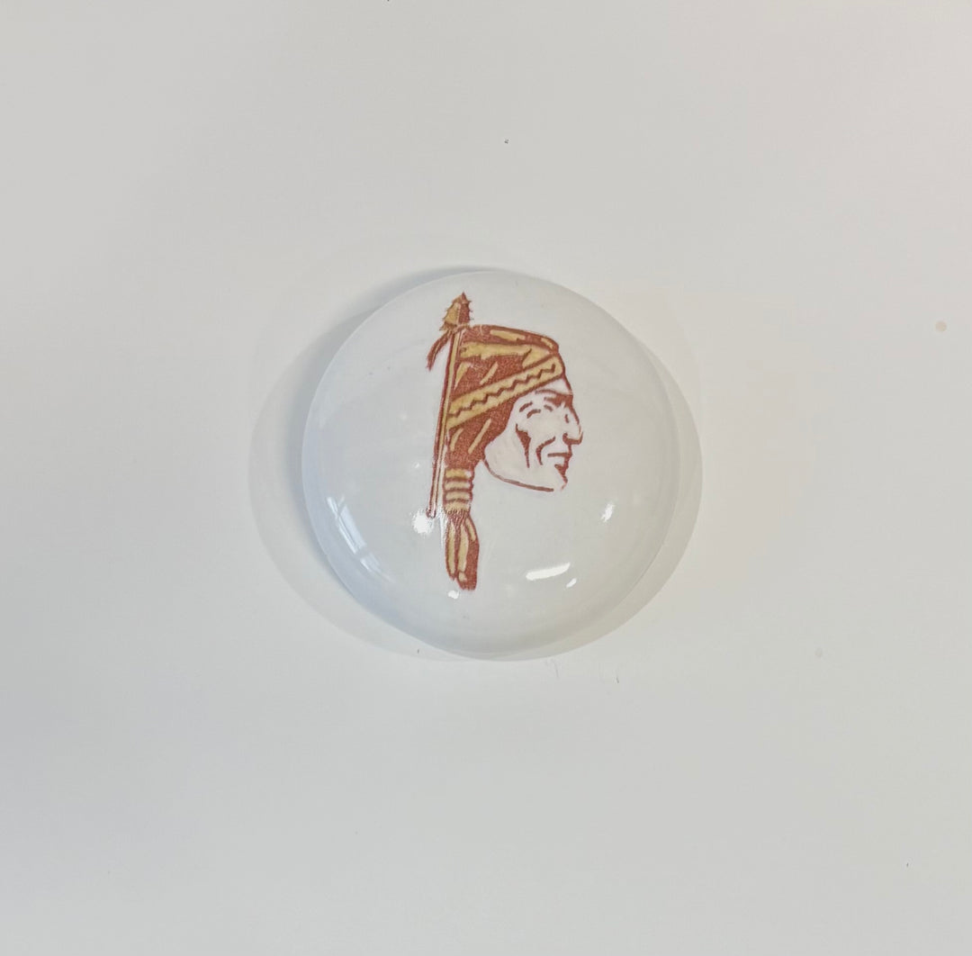 Hand Painted Indian Head on a porcelain paper weight