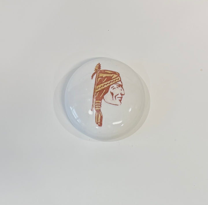 Hand Painted Indian Head on a porcelain paper weight