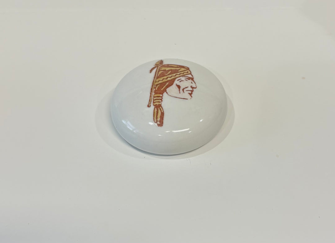 Hand Painted Indian Head on a porcelain paper weight
