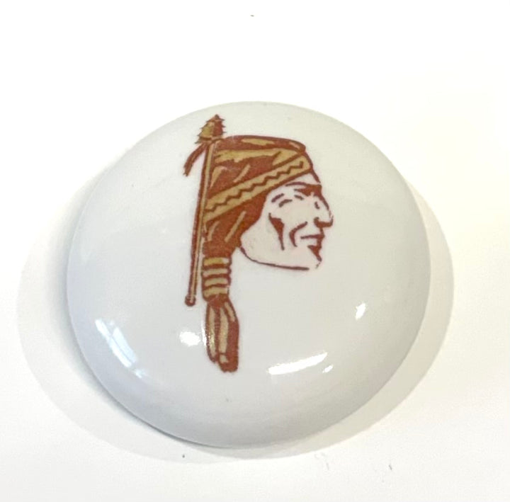 Hand Painted Indian Head on a porcelain paper weight