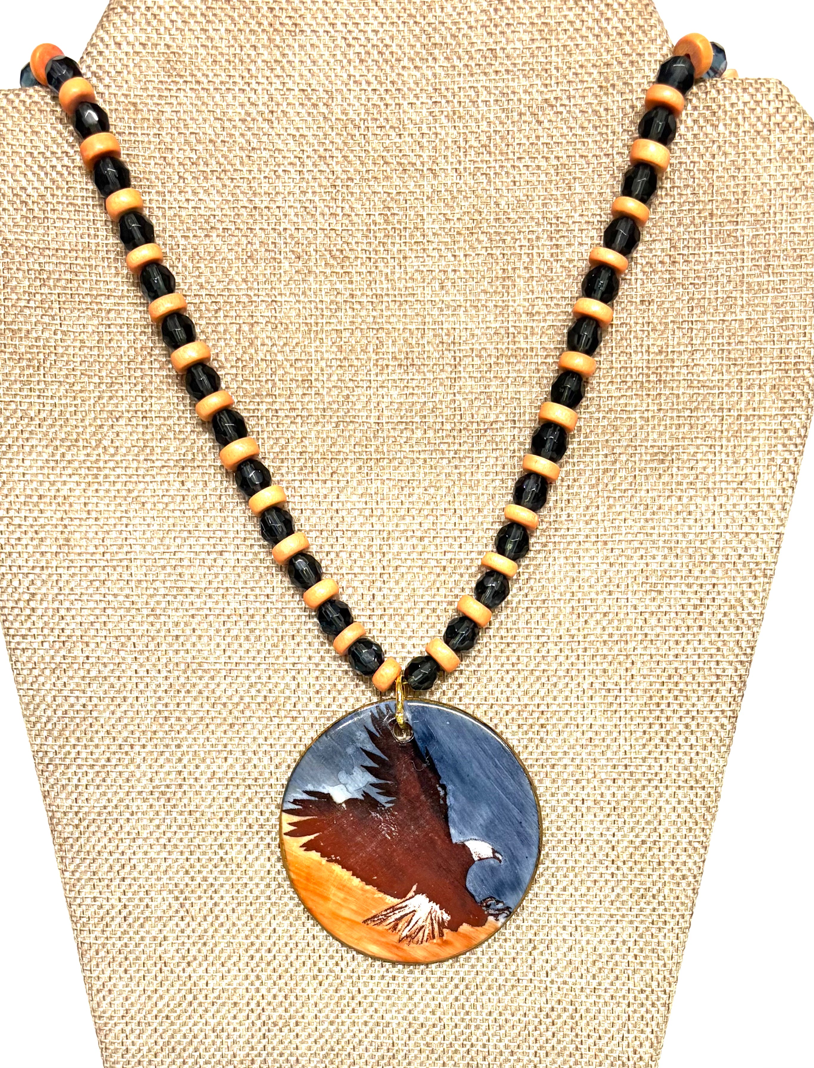 Hand-Painted Eagle Pendant Necklace