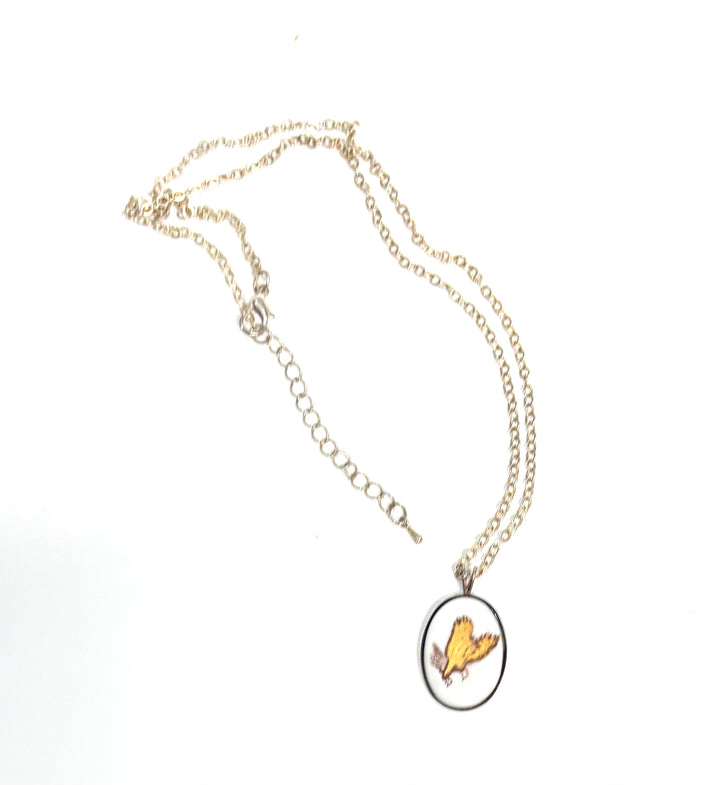 Gold Eagle Porcelain Pendant Necklace