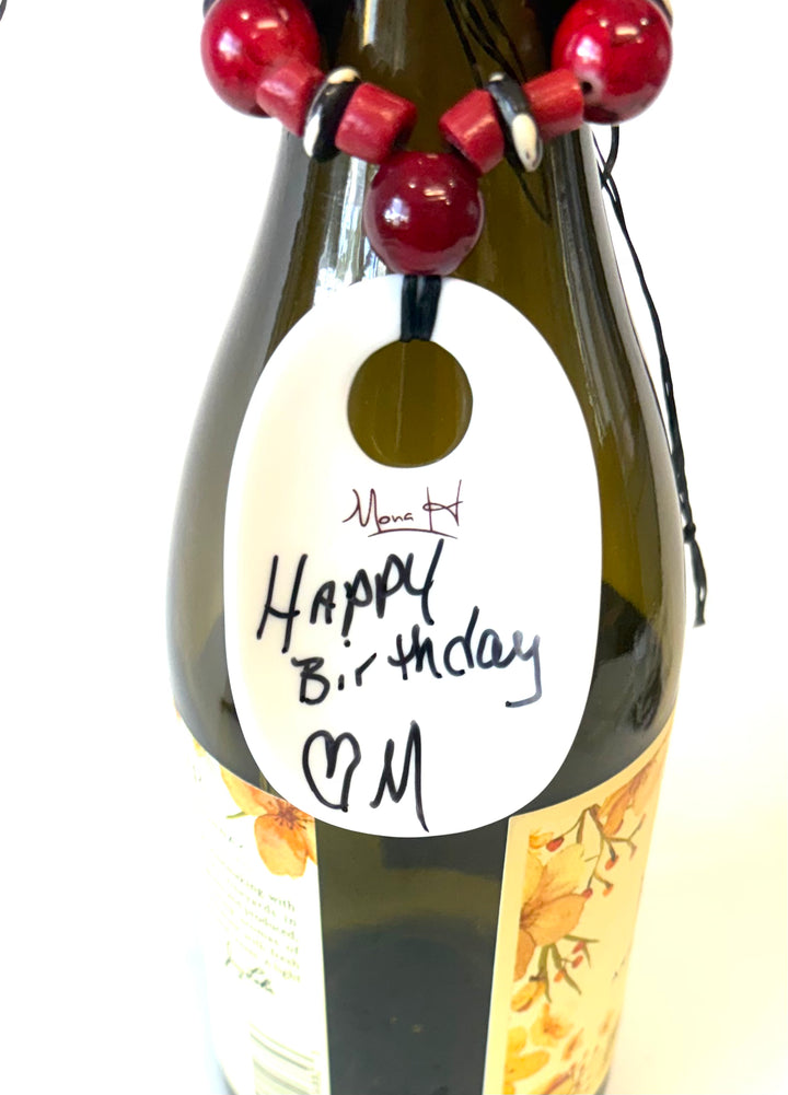 Elephant Hand-Painted Beverage Tag with Red Beads – Keepsake Card