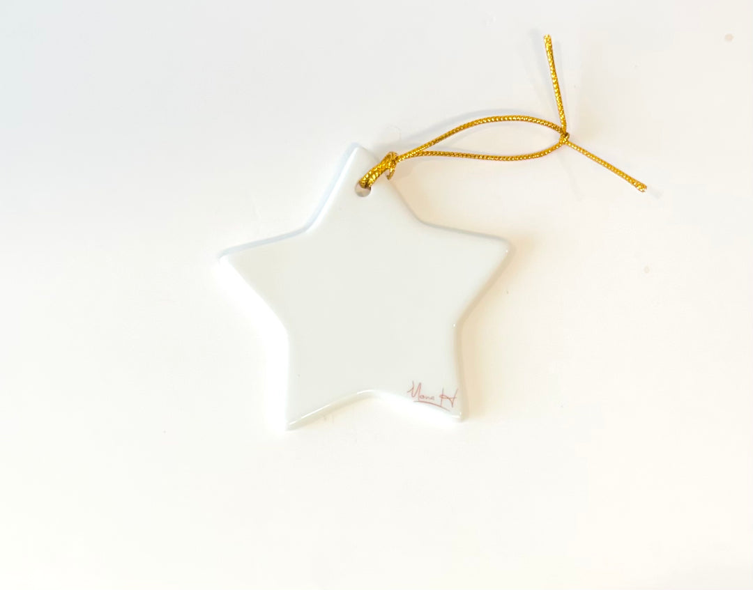 White Porcelain Star Ornament with “Hope” and Manger Scene