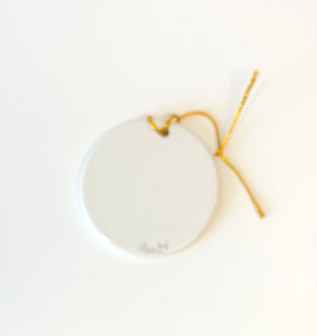 White Round Porcelain Ornament – “True Story” with Manger Scene, 2.5”