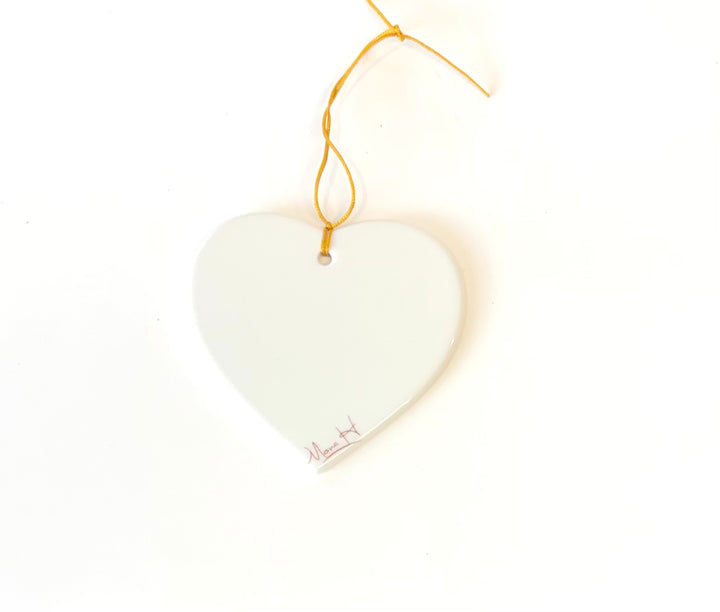 White Porcelain Heart Ornament – “Hope” (3.5")