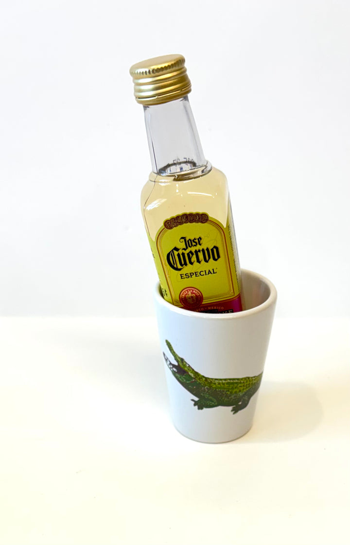 Hand-Painted Gator Ceramic Shot Glass – 2.9 oz Game Day Barware