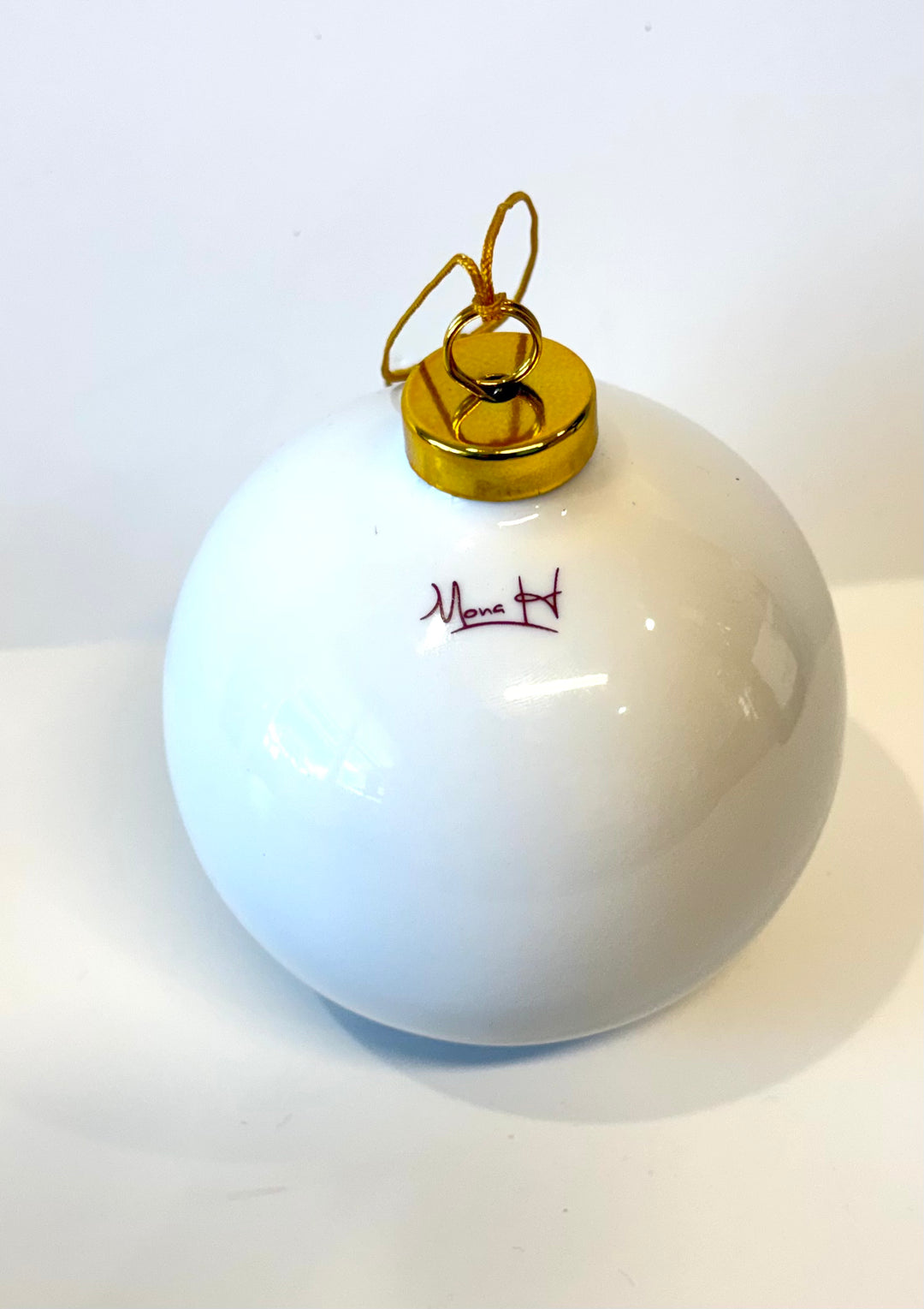 White Porcelain 3.5" Ornament – Hand-Painted Hummingbird