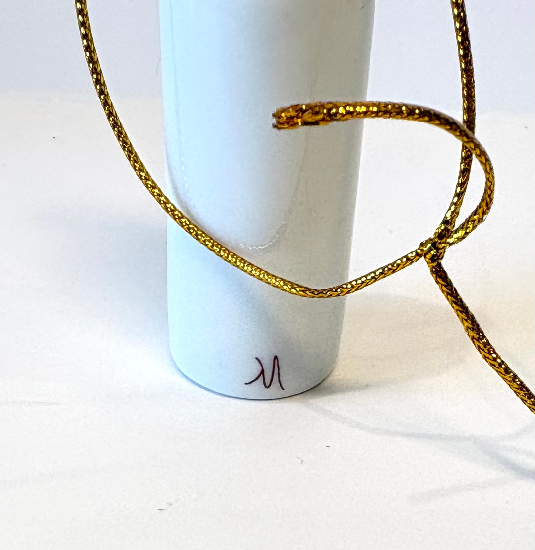 White Porcelain Wine Bottle Ornament – 3.25" Hand-Painted Word Joy