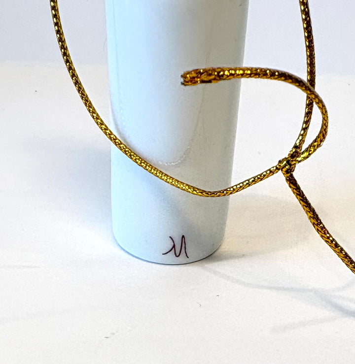 White Porcelain Wine Bottle Ornament – 3.25" Hand-Painted Word Joy