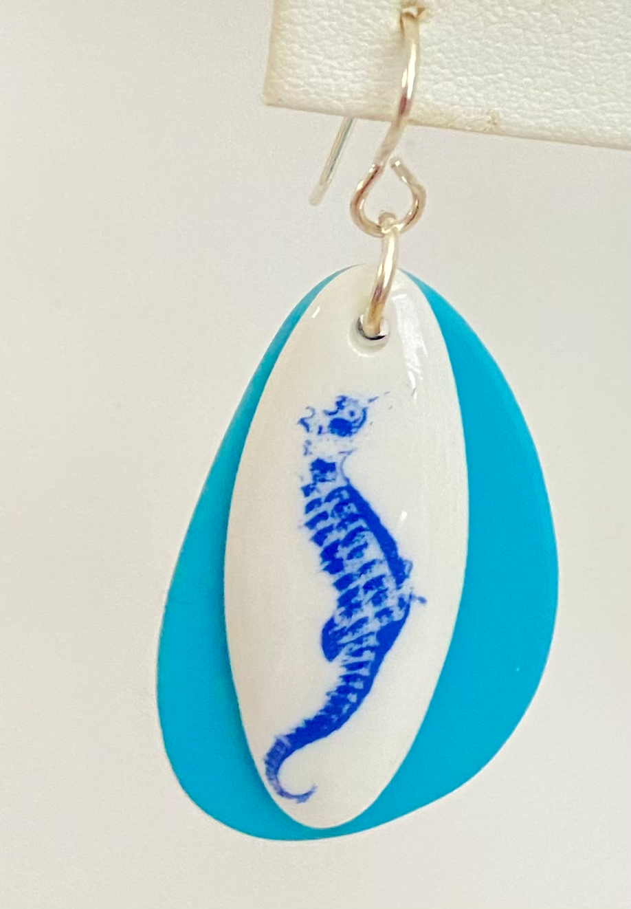 Blue Seahorse Earring Coastal Jewelry Seahorse lover earrings Seahorse jewelry lover