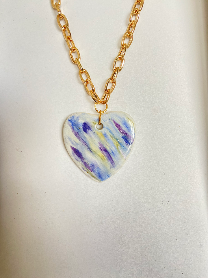 Heart rainbow pendant on a gold filled chain