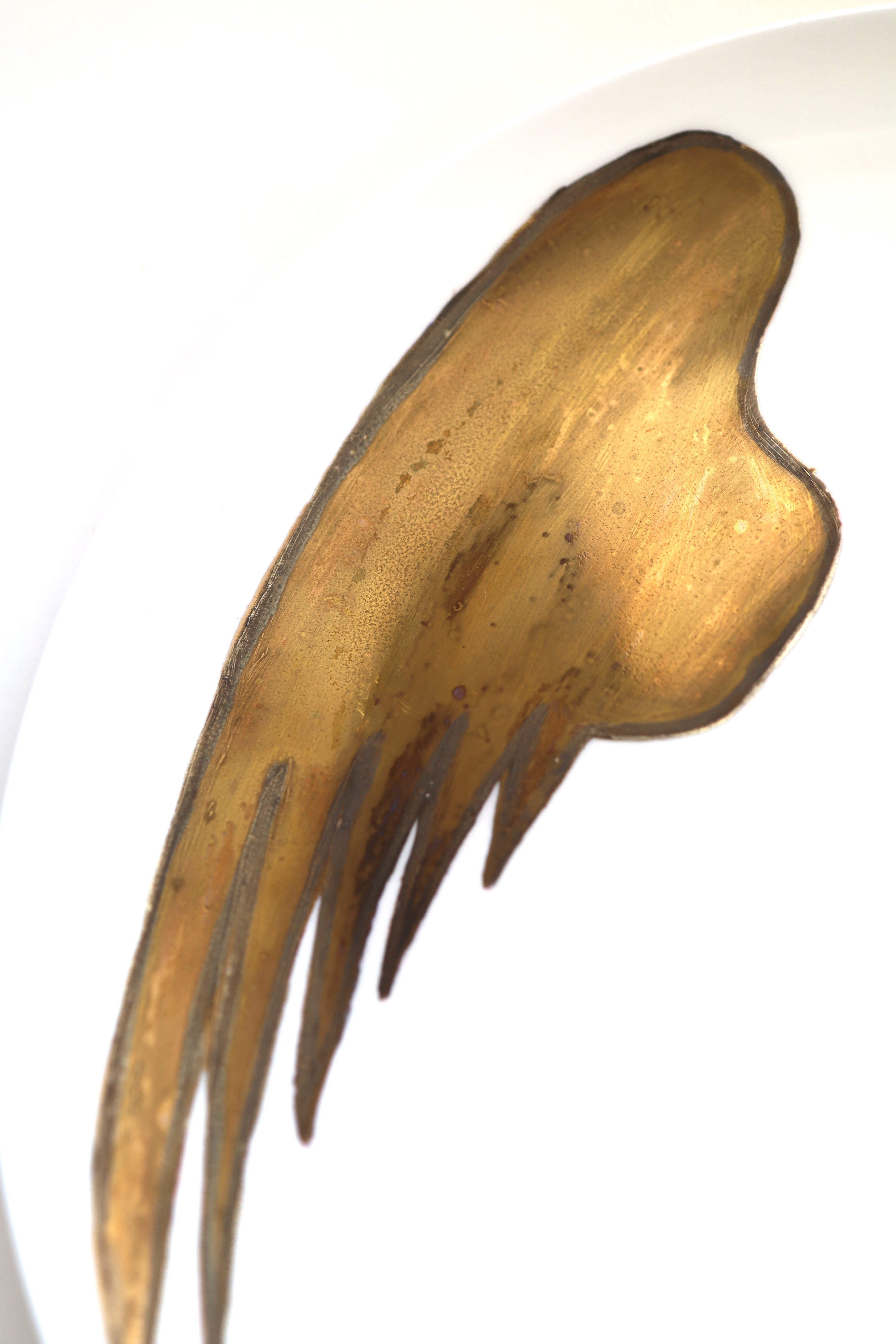 Gold Angel Wing White Porcelain Platter