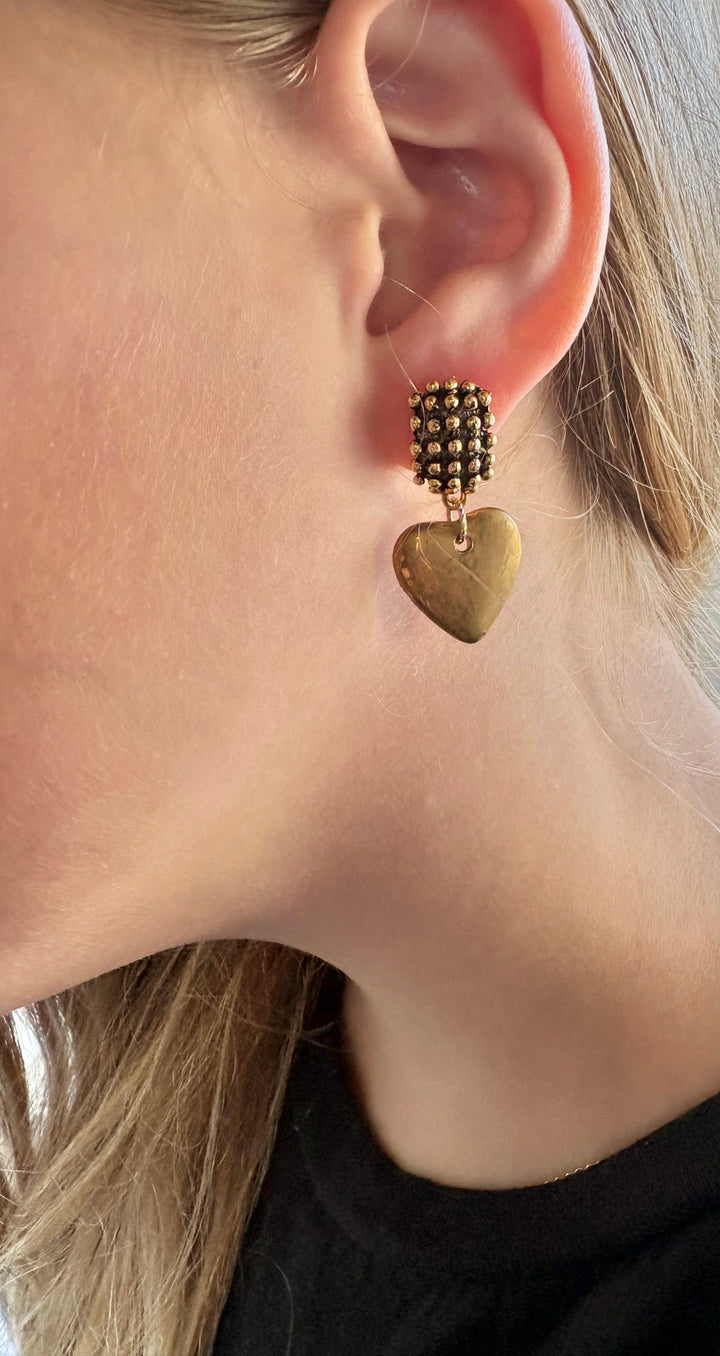 Gold Heart Stud Earrings