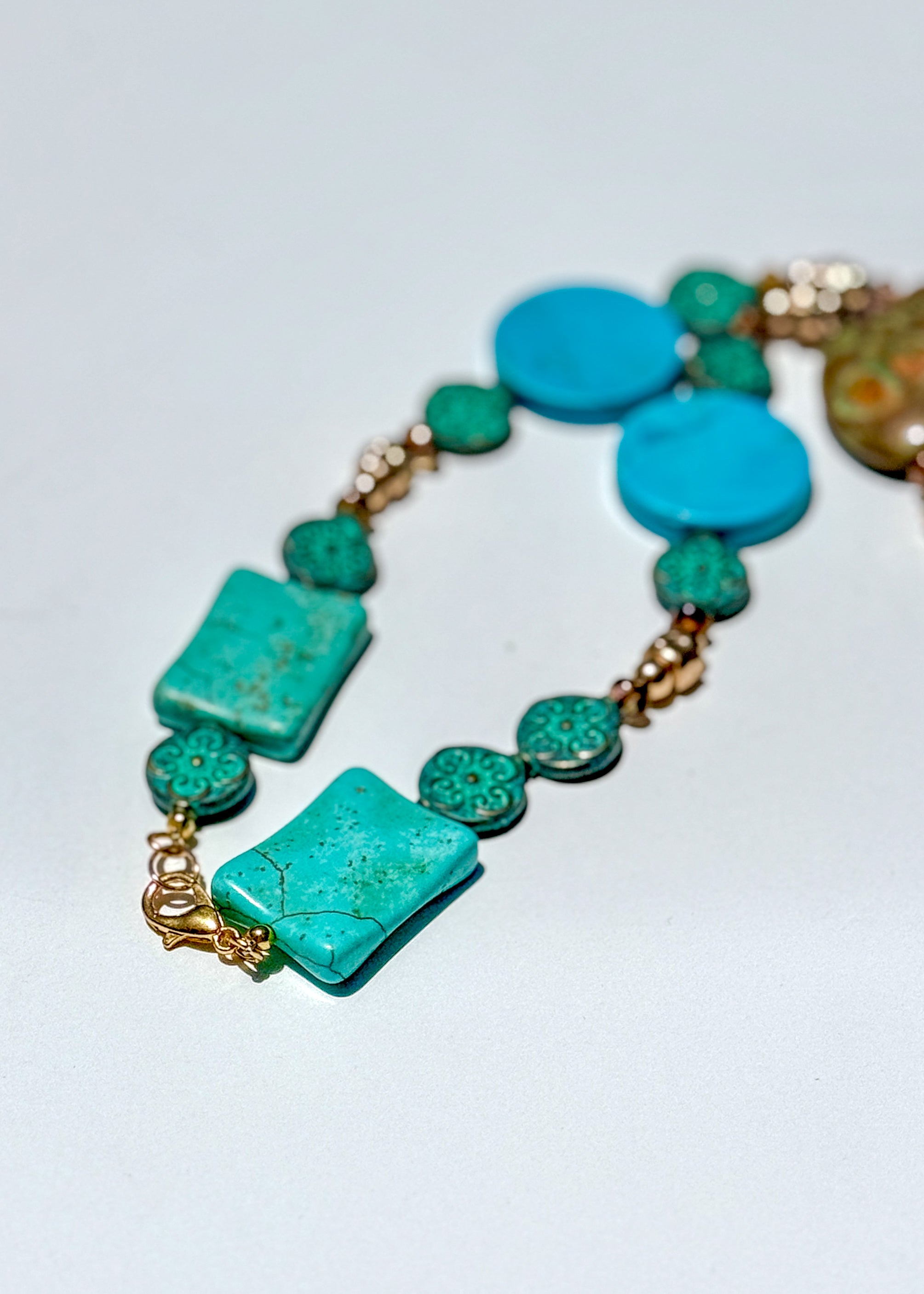 Porcelain Pendent Necklace Turquoise Jewelry Beaded