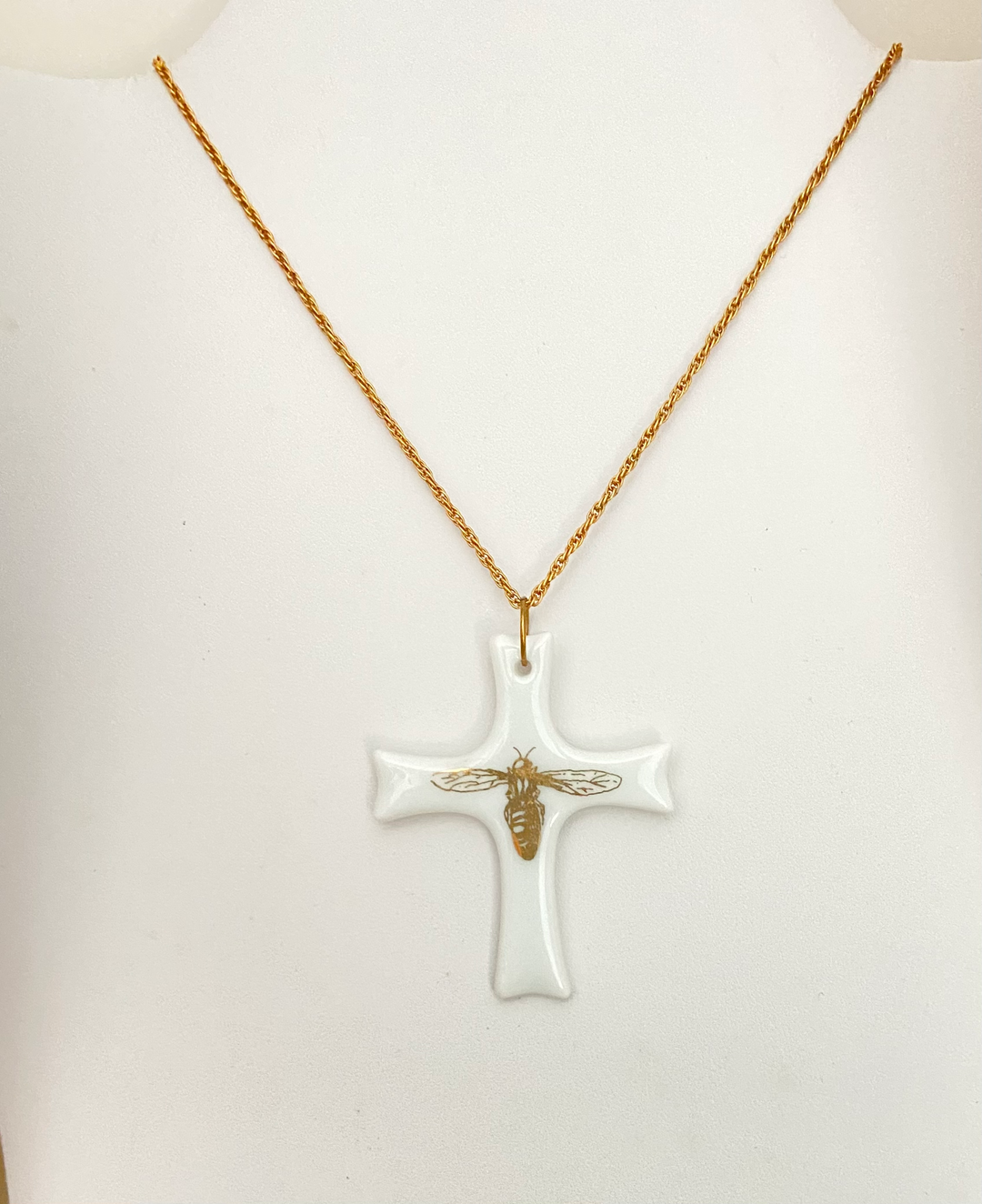 Bee Necklace bumble bee cross pendant gold bee