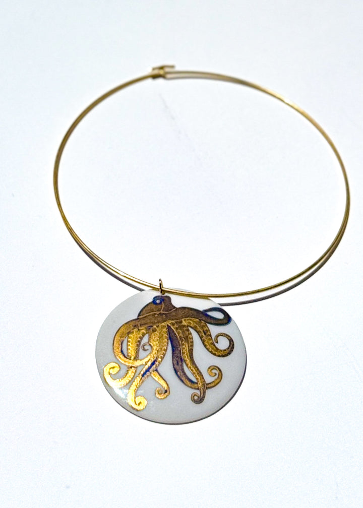 Octopus Coastal Porcelain Choker Necklace Coastal Jewelry