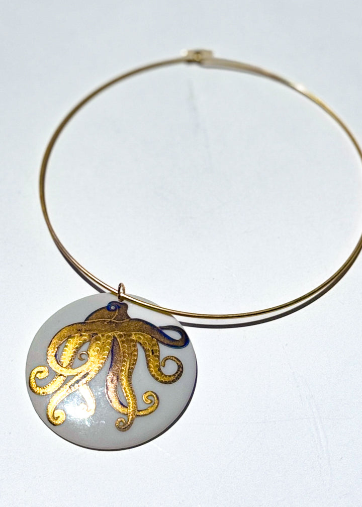 Octopus Coastal Porcelain Choker Necklace Coastal Jewelry