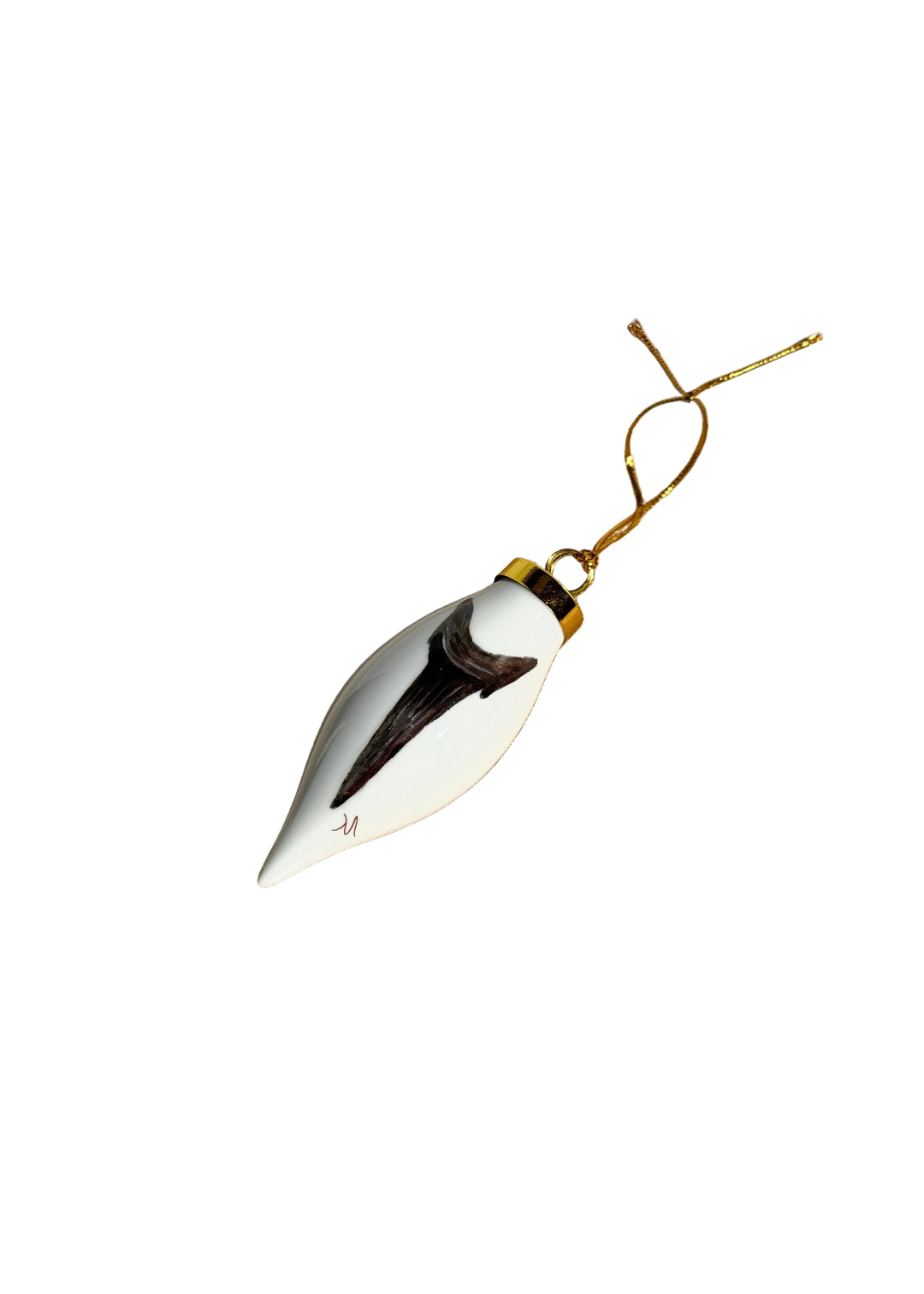 Shark Tooth Teardrop Porcelain Ornament