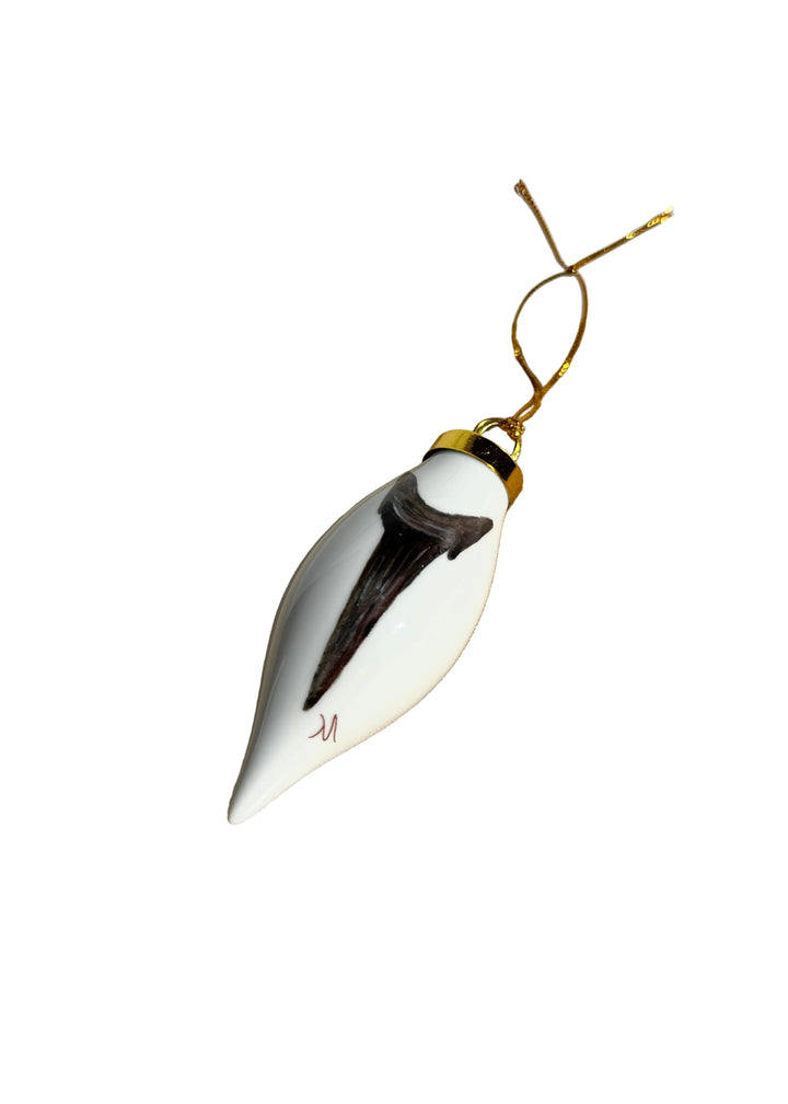 Shark Tooth Teardrop Porcelain Ornament