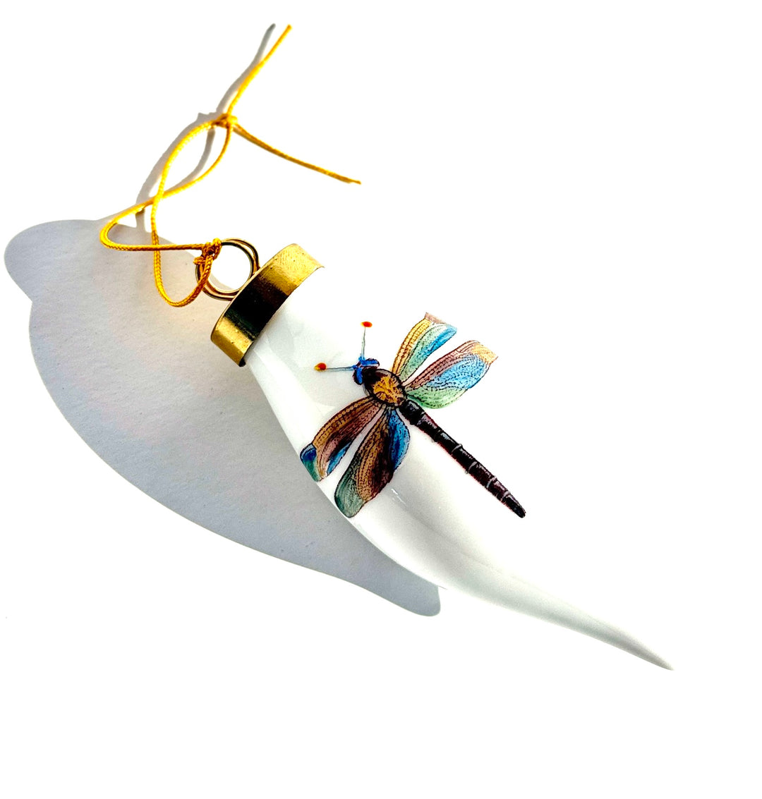 Dragonfly Teardrop Porcelain Ornament